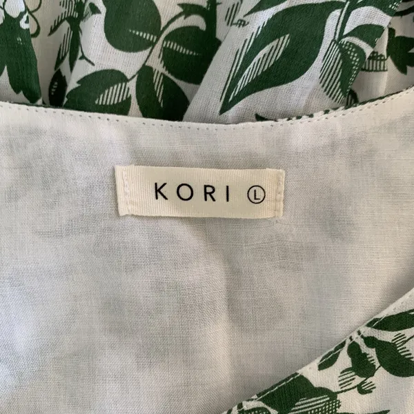 Kori Dress Large‎ Green White Sleeveless Summer Sundress Boho Festival Vacay - Image 6