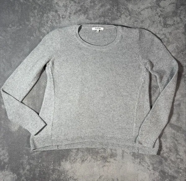 Madewell Size Medium Gray Cotton Blend Crewneck Knit Sweater Pullover Minimalist - Image 2