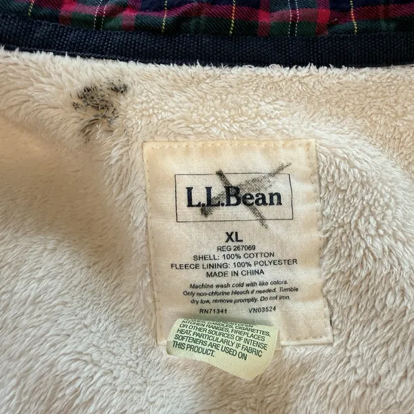 LL Bean Colorful Plaid Sherpa Fleece Lined Flannel Shirt Jacket Shacket Size XL - Image 9