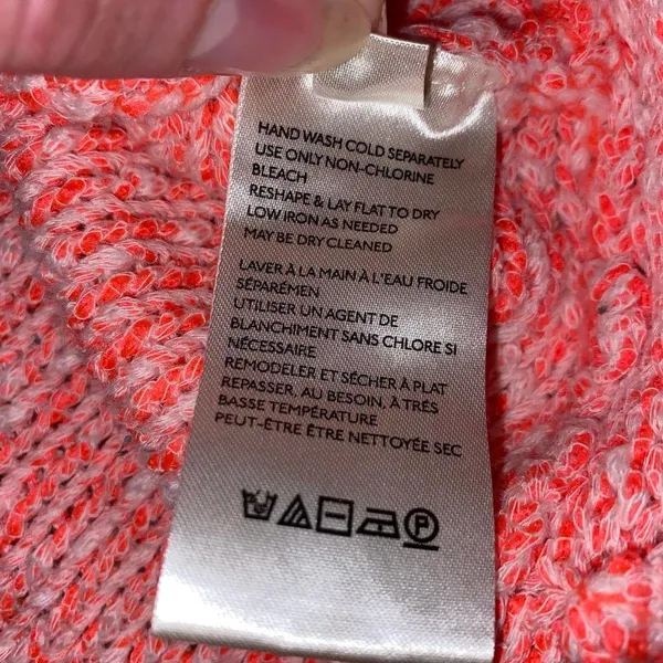 Free People Sweater Chunky Neon Pink Slouchy Dolman Open Knit, Size Small - Image 9