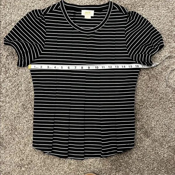 Maeve by Anthropologie Black and White Striped Peplum Top Size XS - Image 10