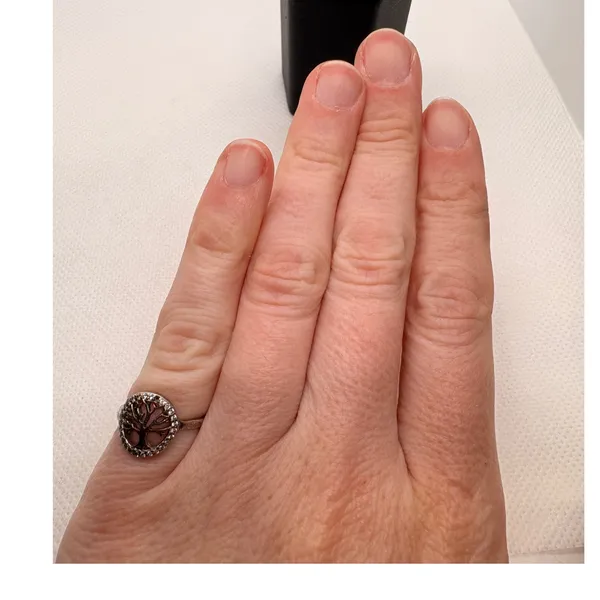 Sterling Silver 925 Tree of Life CZ Halo Ring Size 4 Spiritual Jewelry - Image 4
