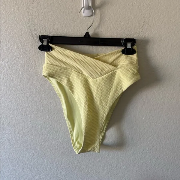 Aerie Crossover Pastel Yellow Cheeky Bikini Bottom Size XS Summer Spring Break - Image 2