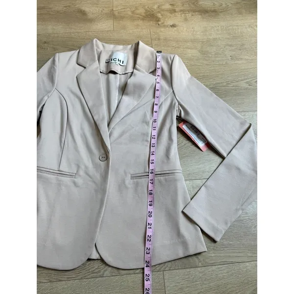NWT ICHI Kate Knit Blazer doeskin‎ single button stretch beige $109 size S 2 - Image 6