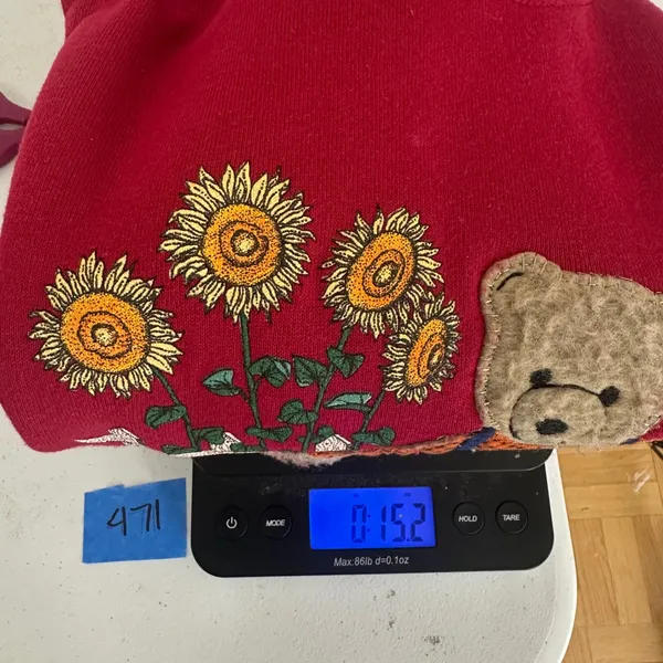 Vintage 90sGopher Sport Sweatshirt Teddy Bear Sunflower Women Large Burgundy USA - Image 10