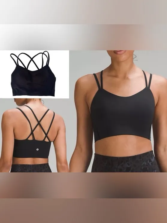 Lululemon Like a Cloud Bra Black Strappy Bralette Crop Top workout yoga - Image 2