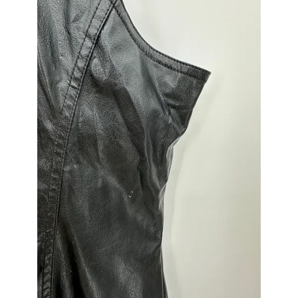 Bisou Bisou Faux Leather Vest Women‎ Small Full Zip Collar Sleeveless Biker - Image 6