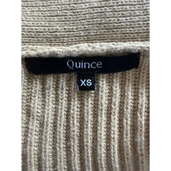 QUINCE 100% Organic Cotton‎ Oversized Ribbed Camel Brown Cardigan XS - Image 7