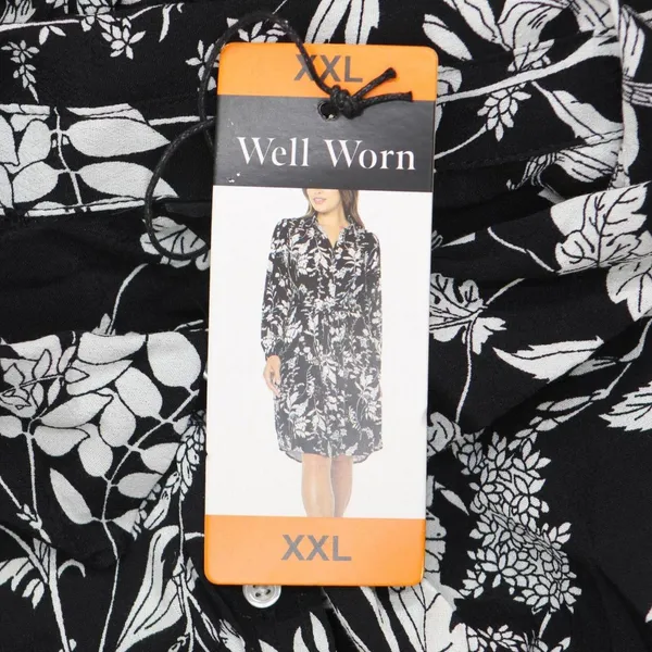 NWT Well Worn Women's Collared Midi Dress with Pockets 1749069 S Black Print - Image 9