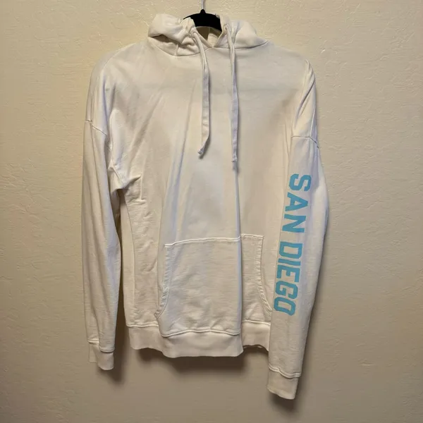 White Hoodie with Blue Accents - Image 2