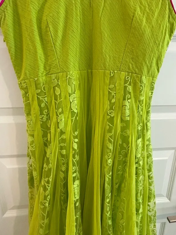 Indian Party Dress Partywear Lime Green Size M - Image 11