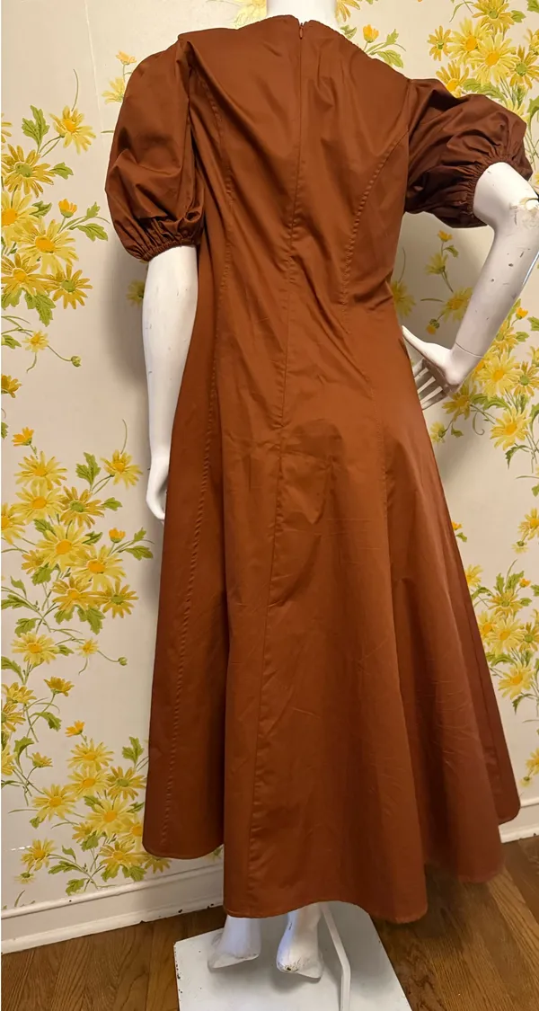 Flying Tomato Brown Square-Neck Midi Dress with Puff Sleeves size M - Image 10