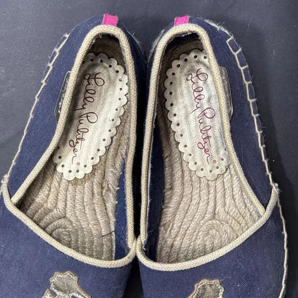 Lilly Pulitzer Preppy Nautical Beach Designer‎ Espadrille True Navy Seahorse 6 - Image 7