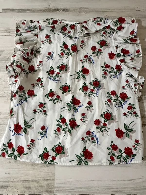 See By Chloe White Dita Floral Ruffle Tie-Neck Blouse - Image 8