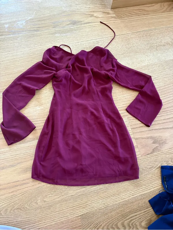 Burgundy Mini Dress Red Size 2 - Image 3