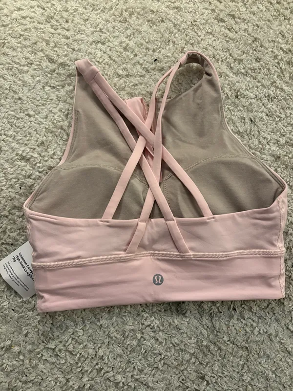 NWT Lululemon Energy High Neck Longline Bra *Zip in Pink. Size 4 - Image 2