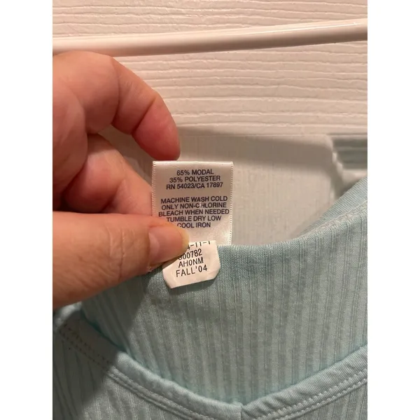 Old Navy Vintage Y2K Light Blue Ribbed Sheer Cami Tank Top Fall 04 Womens Medium - Image 5