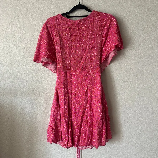 Free People Florence Lace-up-Back Mini Dress Pink Floral Small NWT - Image 3