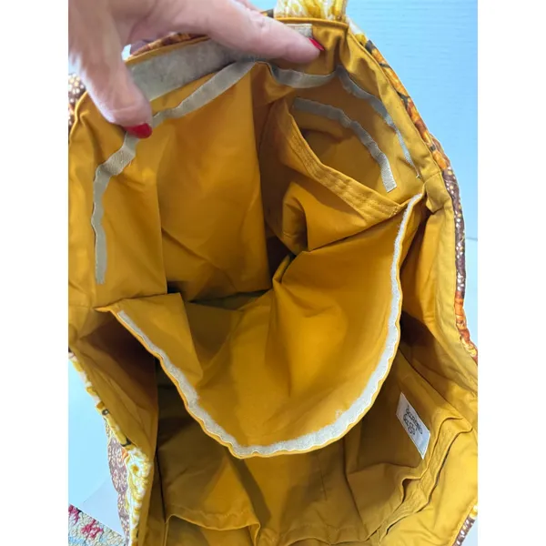 Daren's Bags Quilted Patchwork Tote Purse with Accessories Brown Yellow Orange‎ - Image 3
