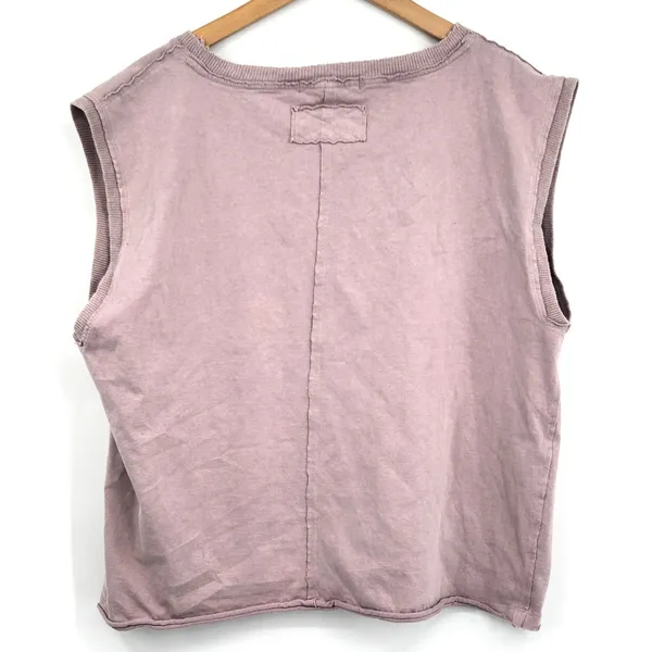 Free People Shirt Womens L Casual Oversized Sleeveless Distressed Tee Pink Large - Image 2