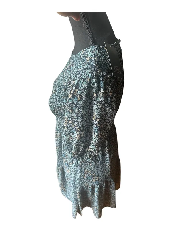 Wild Fable Blue Floral Smocked Mini Dress NWT Cottagecore Summer XS Trendy - Image 3