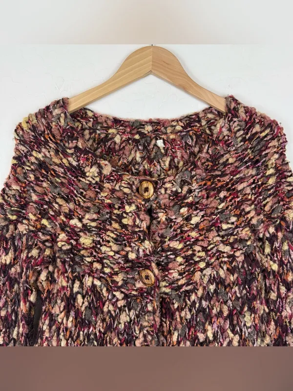 HWR Anthropologie Sweater Multicolor Wool Blend Chunky Knit Cardigan - Image 7