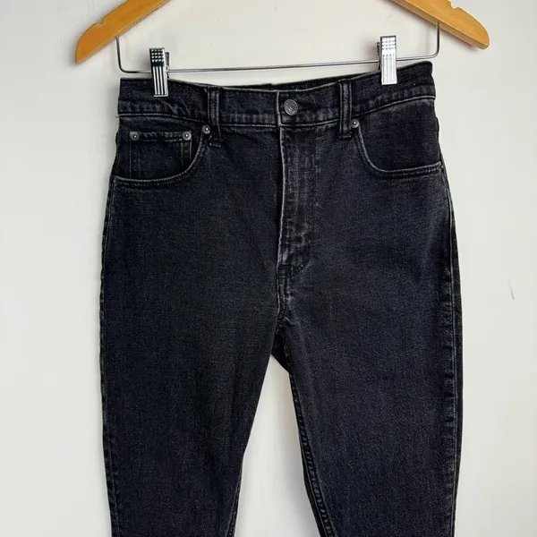 Abercrombie & Fitch Split Hem Jeans Sz 25 Black Denim Skinny High Rise - Image 6