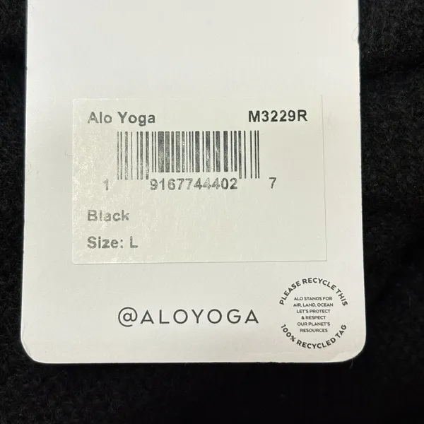 NWT Alo Yoga Cashmere Reform Long Sleeve Top Black Sweater L 100% Pure Luxury - Image 8