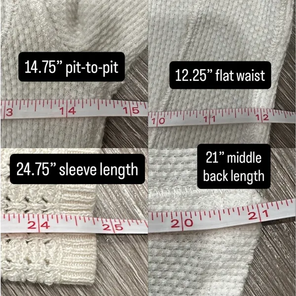 We the Free White Scoop Neck Waffle Knit Thermal Bandana Crochet Cuff Sz XS Boho - Image 11
