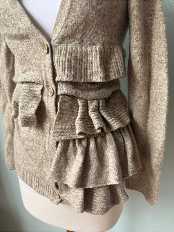 Anthropologie Moth Wool Split Decision Ruffle
Cardi Sweater Size Small - Image 3