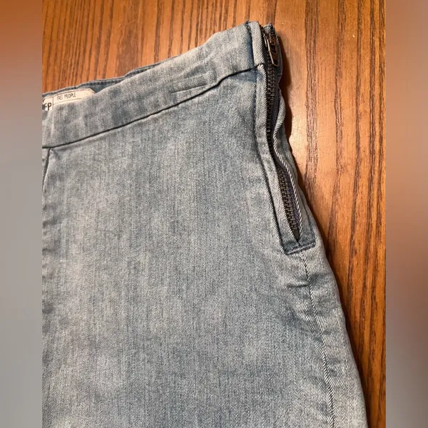 Free People High-Rise Side Zipper Sailor Pin-Up Girl Denim Jean Shorts Size 28‎ - Image 7
