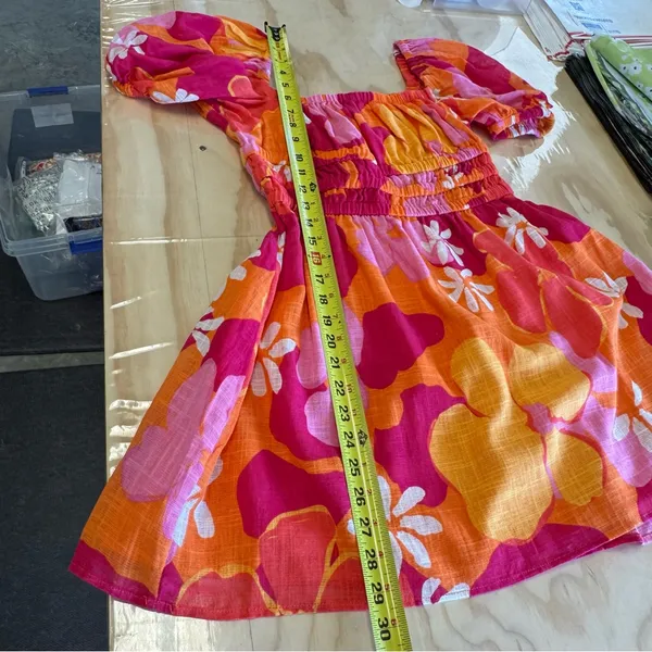 SABO Australia Floral Puff‎ Sleeve Summer Mini Dress Sz 4 Pink Orange - Image 12