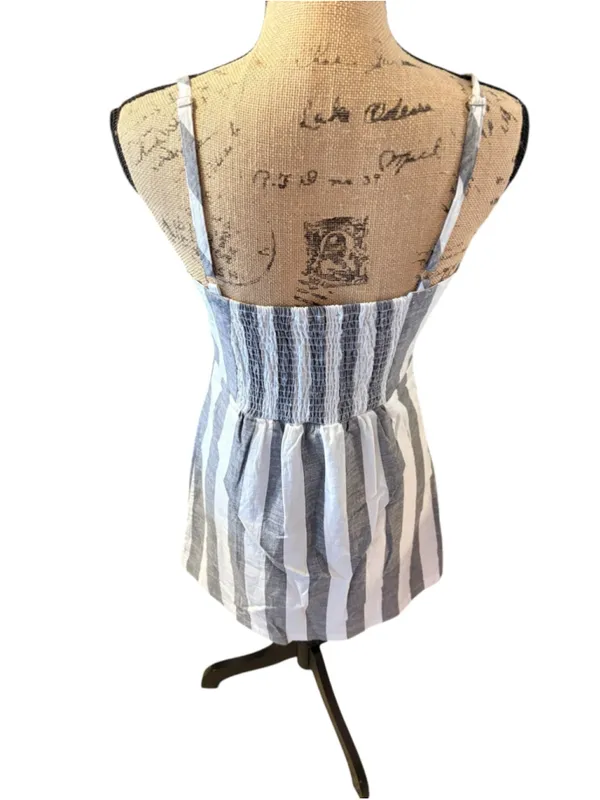 Forever 21 Striped Mini Dress Women's Size L White and Grey - Image 6