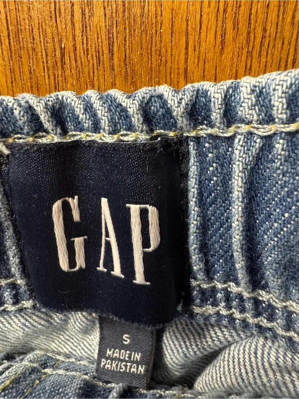 Gap Mid Rise UltraSoft Easy Horseshoe Jeans Drawstring Light Wash Blue Small - Image 7
