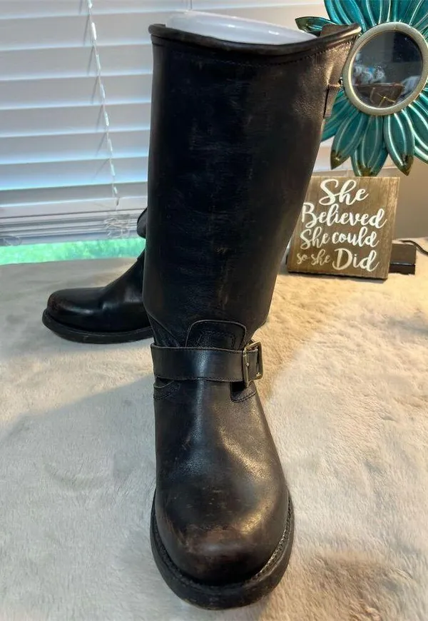 Freebird by Steven Men's Brown Leather Biker Boots Size 10 Mid-Calf - Image 6