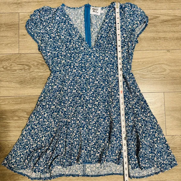 Princess Polly Blue Floral‎ V Neck Mini Dress Short Sleeve Flounce Hem Size 6 - Image 12