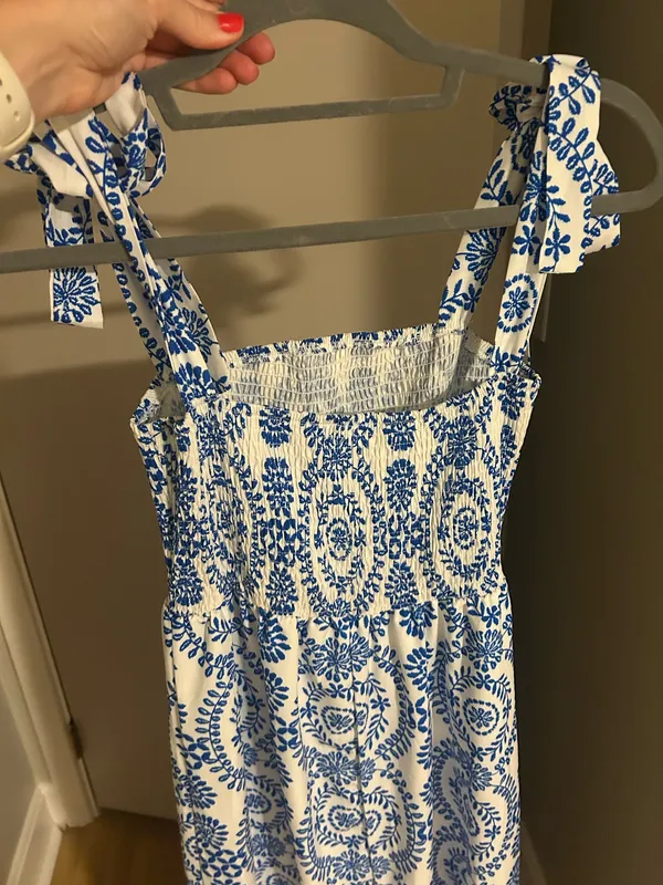 SheIn Blue and White Tie Sundress - Image 3