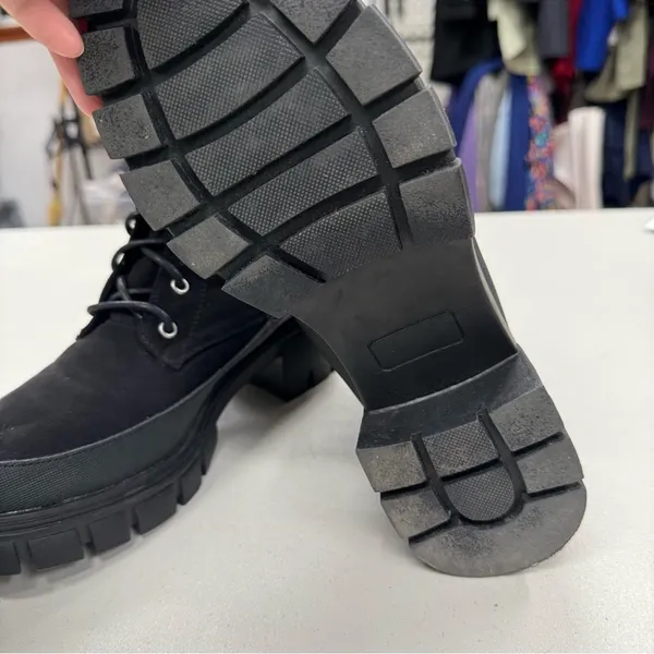 Merry Scott Black Lugg Sole Combat Lace Up Boots Fabric Womens 9 Goth Grunge - Image 7