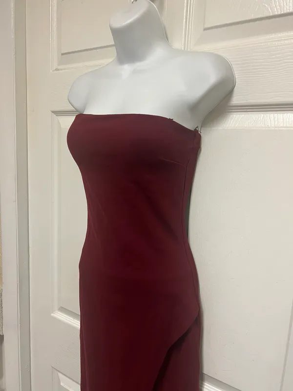 UNBRANDED Plum Strapless Bandaeu Tube Dress - Image 5