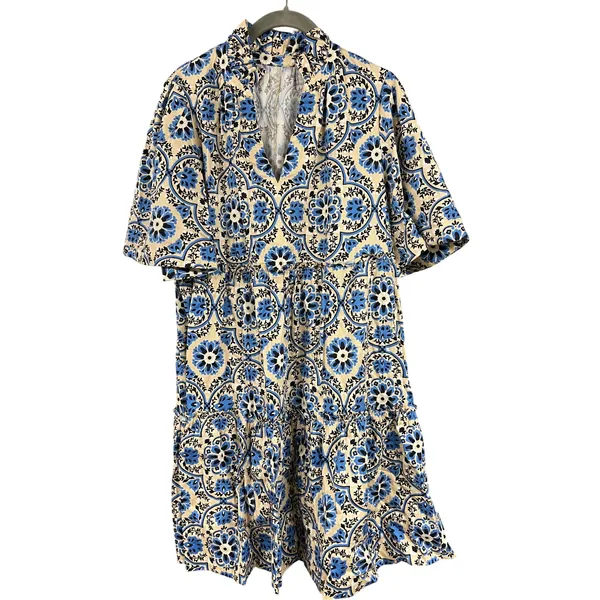 Tuckernuck Golden Medallion Crawford Dress Size Large Blue Cotton Mini - Image 5
