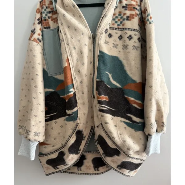 Free People Mountain Top Sweatshirt Black‎ Sheep Combo Women's Size Small - Image 5
