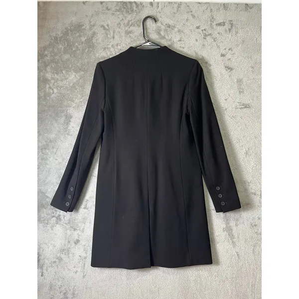Madewell‎ Lauren Collarless Longline Blazer Jacket Black Minimalist Chic Size 4 - Image 3