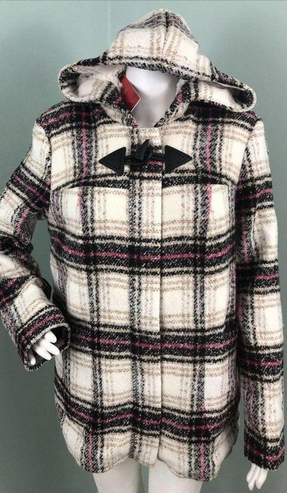 NWT Women's Thakoon for DesigNation Kohl's Plaid Hooded Flannel Coat Sz Medium - Image 5