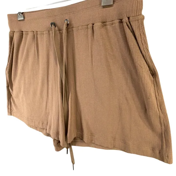 Filoro Ribbed Knit Lounge Set Women L Brown 2 Pc Top Shorts Cozycore Casual Chic - Image 4