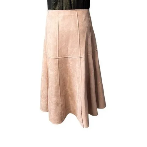 Favlux Fawn Tan Faux Suede Seamed Trumpet Skirt‎ MEDIUM Neutral Earth Tones NWT - Image 4