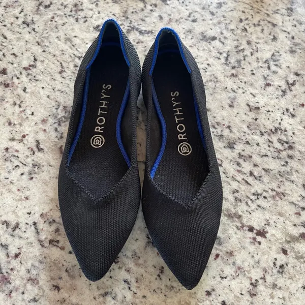Rothy's The Point Flats Womens 9 Black Blue Halo Sustainable Knit Pointed Toe - Image 2