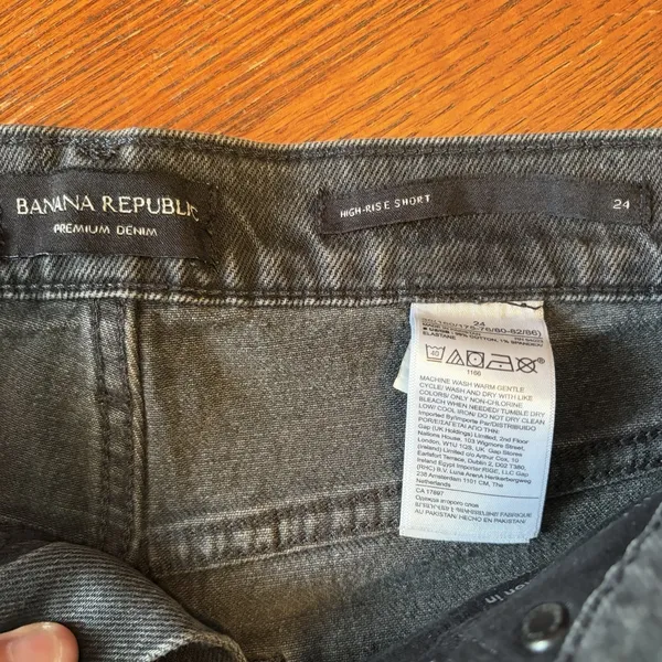 Banana Republic Sz 24‎ High Rise Shorts Black Denim Cutoffs Summer Casual - Image 4