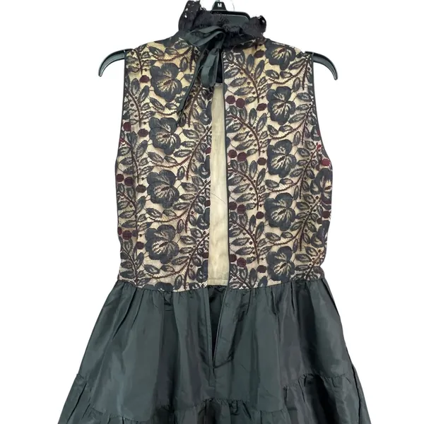 Vintage Lillie Rubin Evening Gown XS-S Black Lace Taffeta‎ Romantic Victorian - Image 10