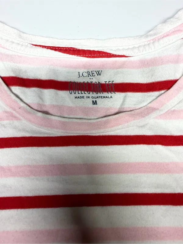 J.Crew Collector Tee Cotton Stripe Embroidered‎ Heart T-Shirt Tee Top Size M - Image 4