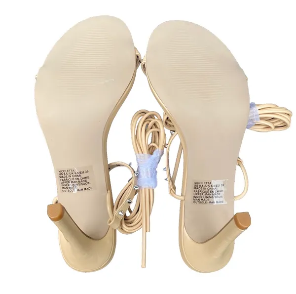 ✨ NEW ShoeDazzle Size 8.5 Nicoletta Nude Beige Studded Strappy Sandals Stilettos Heels $50.00 ✨ - Image 6